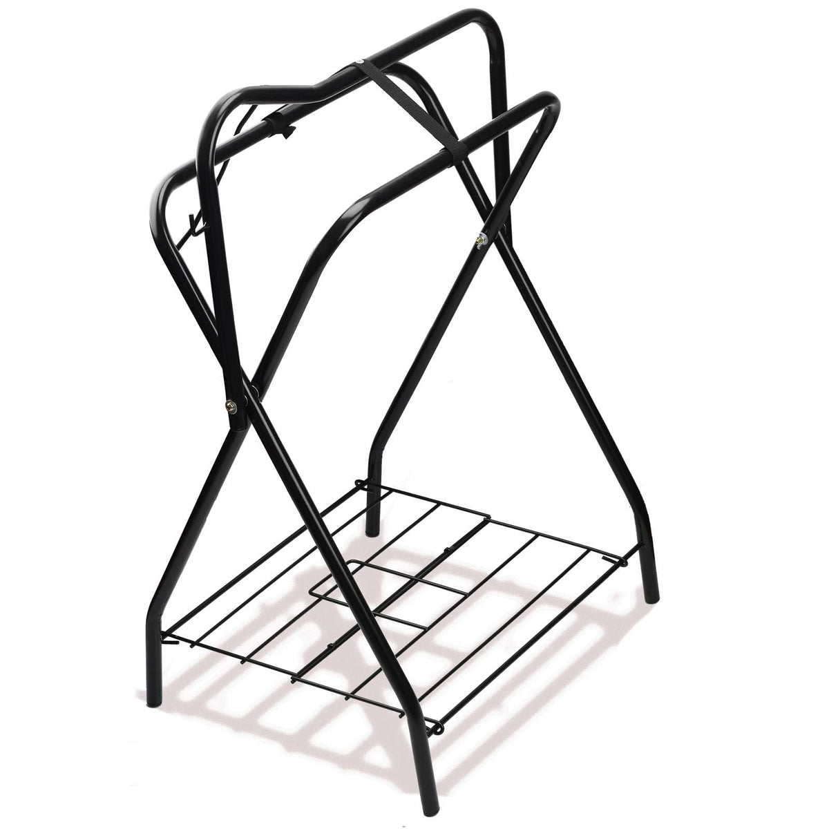 HDYEGY saddle rack folded; portable storage solution for tack rooms.