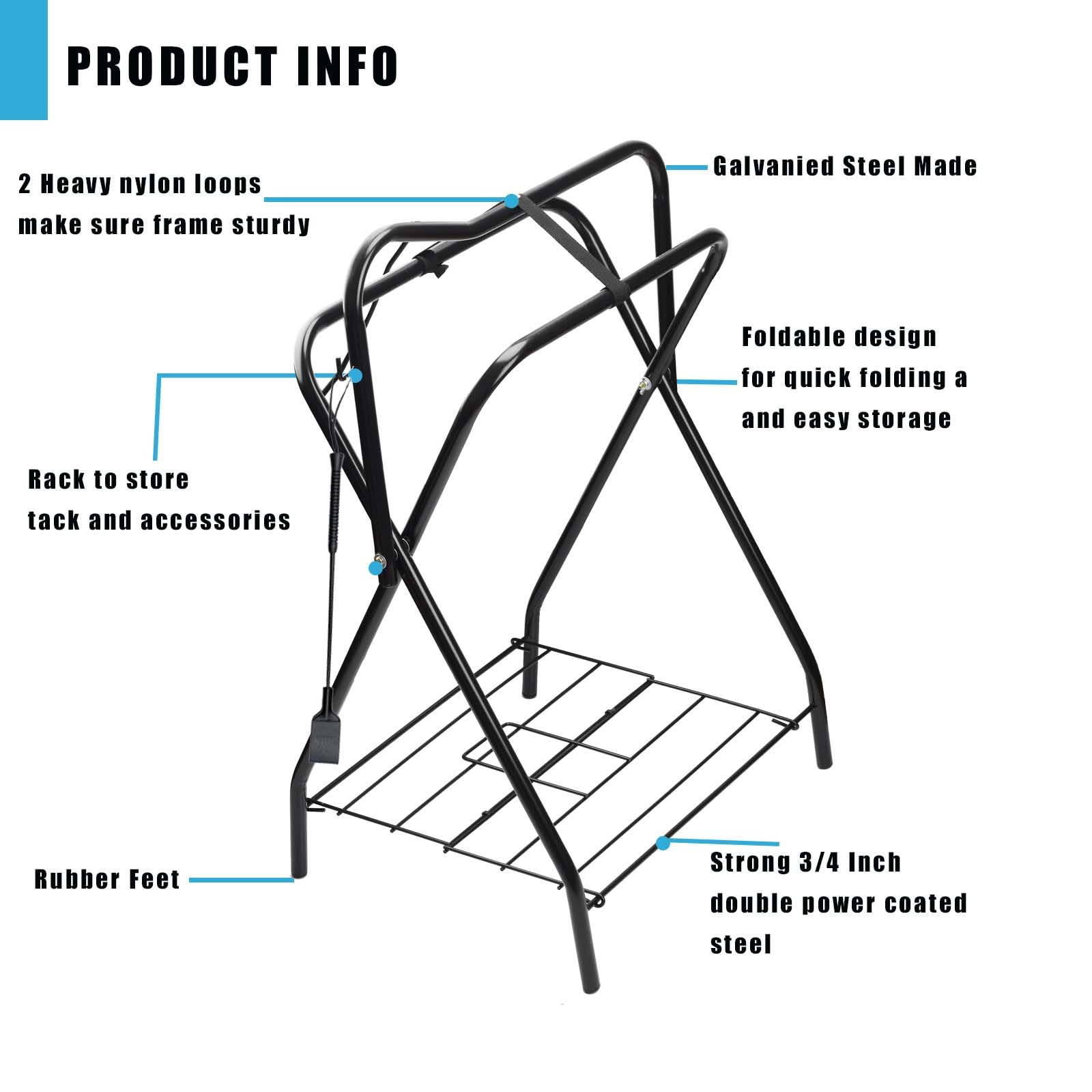 HDYEGY saddle rack full stand; robust 3/4-inch steel construction.