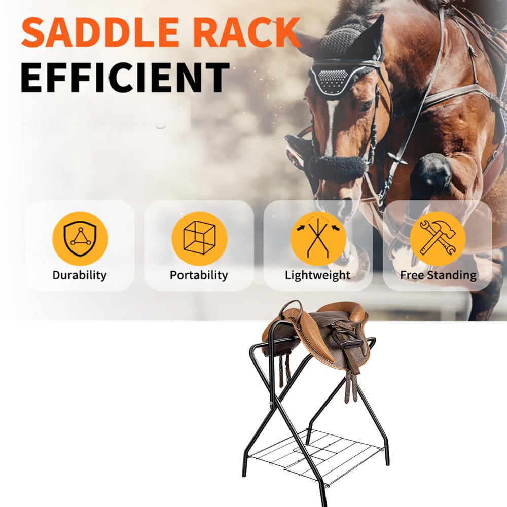 HDYEGY saddle rack in tack room demonstrating versatile placement.