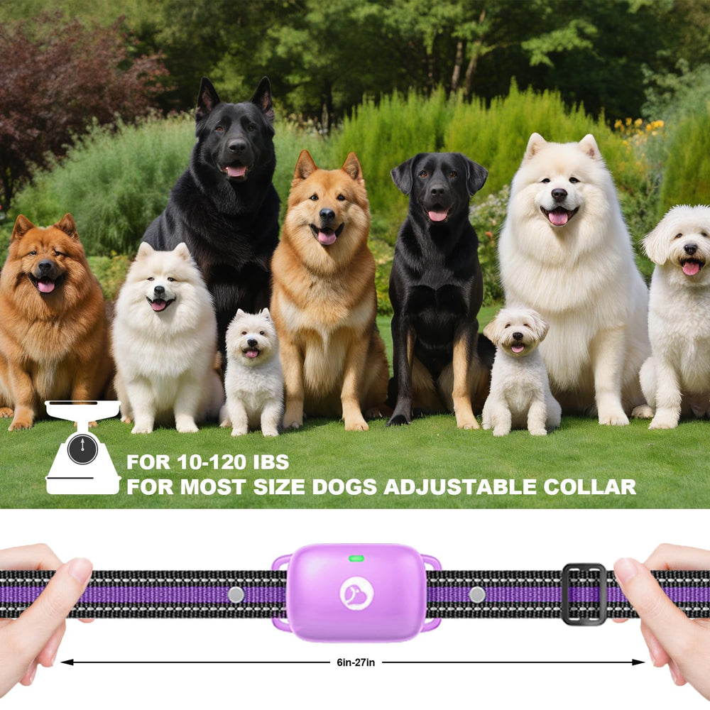 Nylon collar adjustable for necks 6 to 27 inches and 10 to 120 pounds