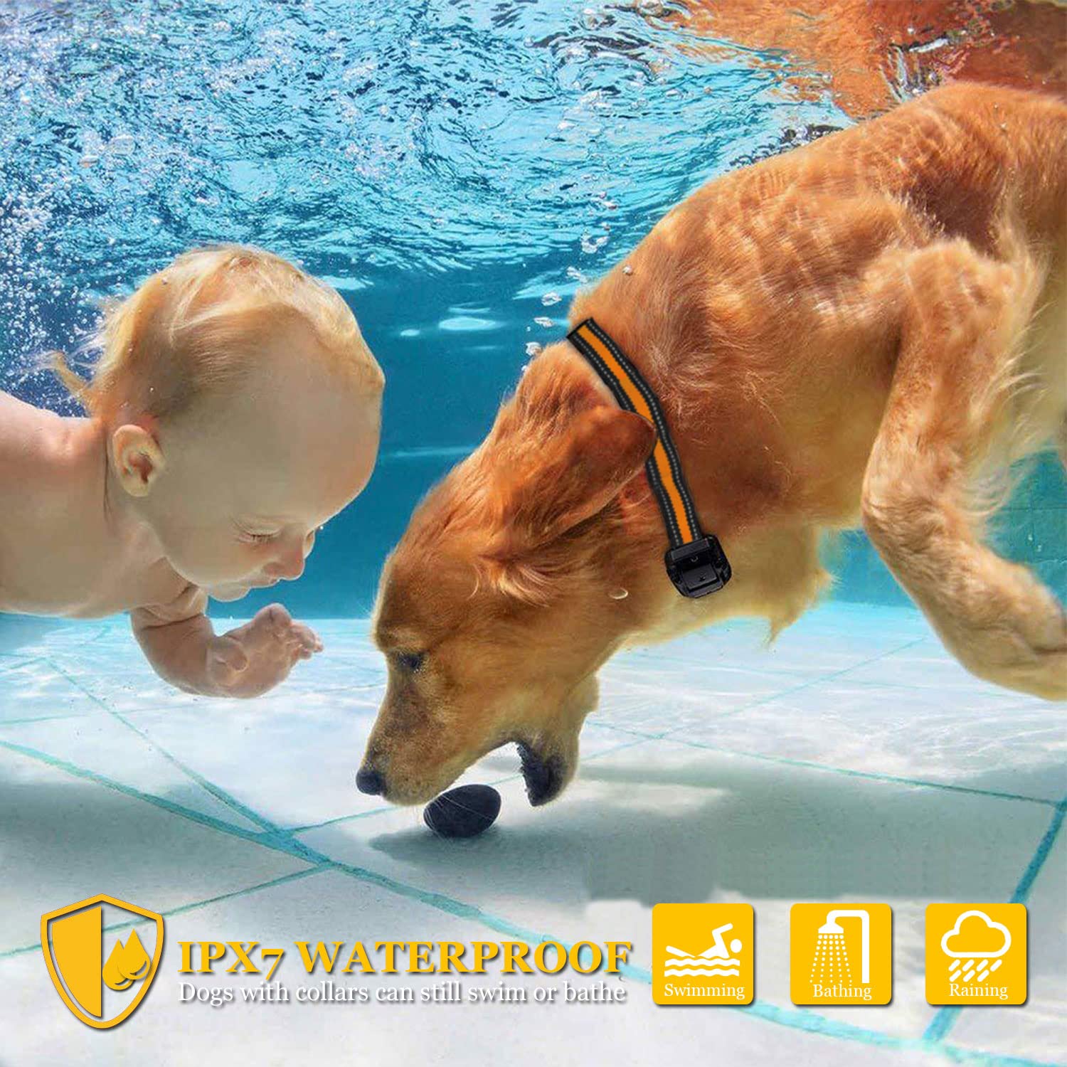 Heaflex waterproof collar IP67 suited for outdoor training in rain or splashes