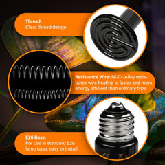 HealSmart terrarium warming heat lamp delivers steady infrared heat for reptiles