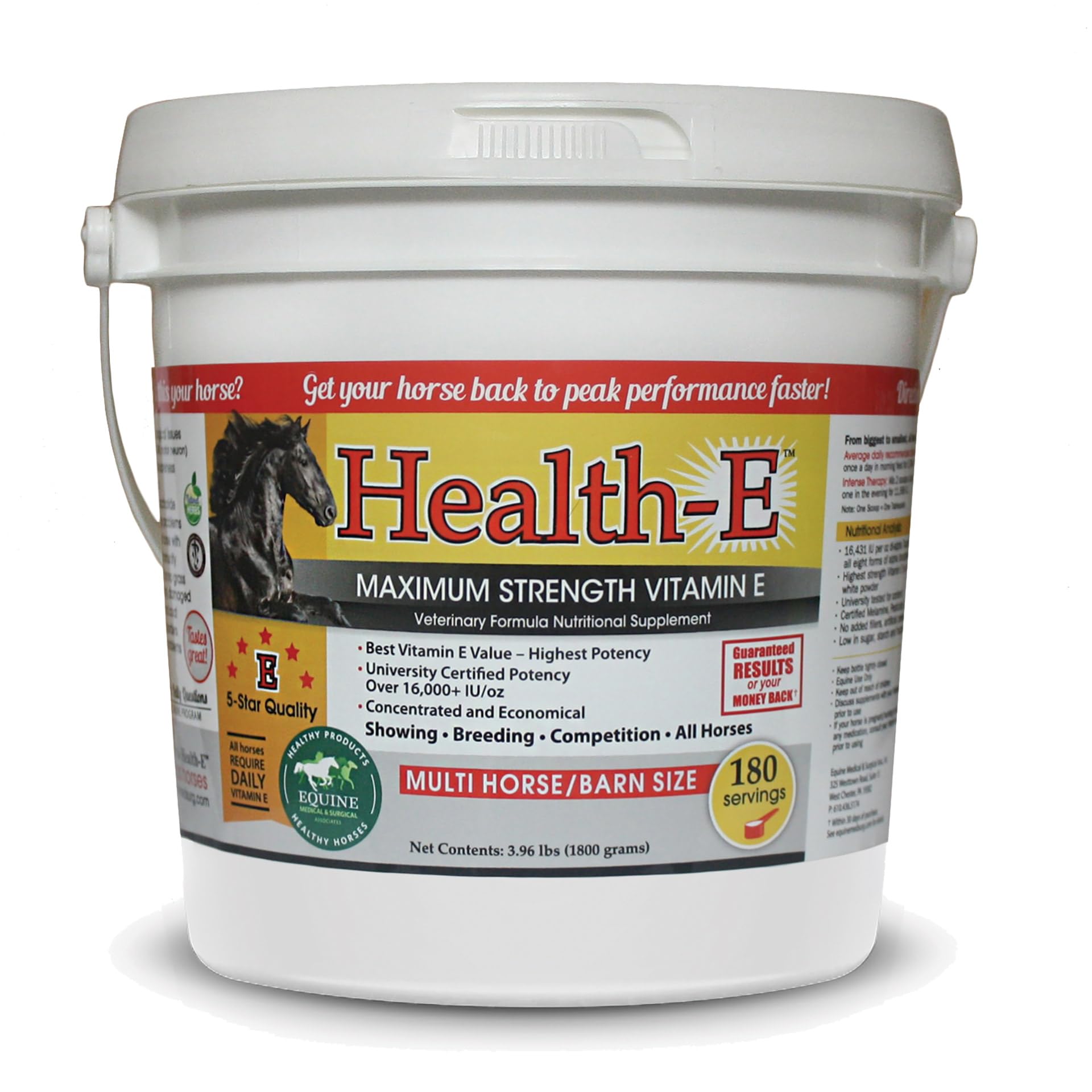 Health-E Vitamin E powder bottle pour for easy dosing that supports muscle and skin health