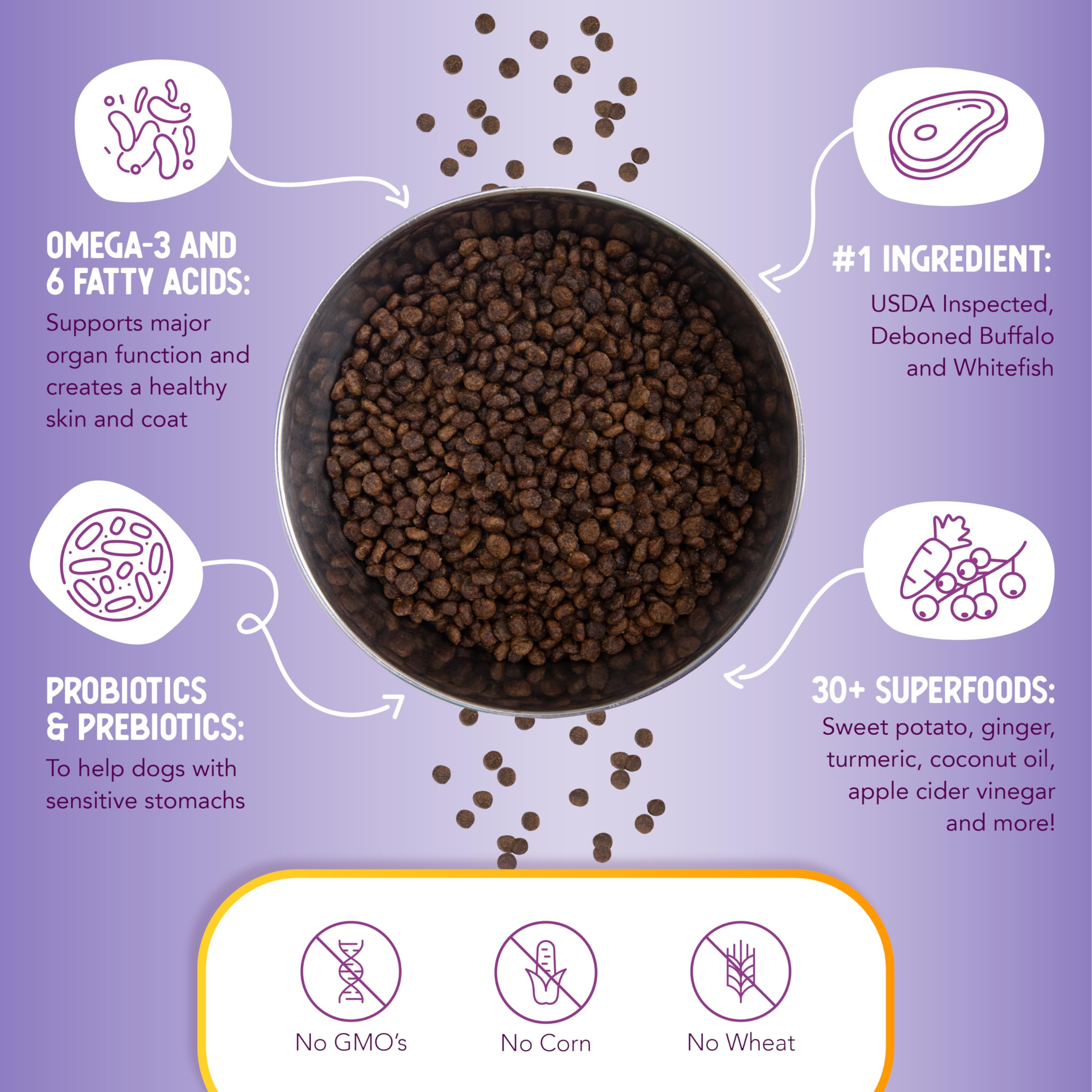 Health Extension 30+ superfoods collage spotlights turmeric, berries, and antioxidants for natural wellness.
