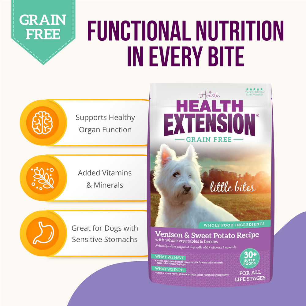 Health Extension 30+ superfoods ingredient pile showcases turmeric, berries, and coconut oil