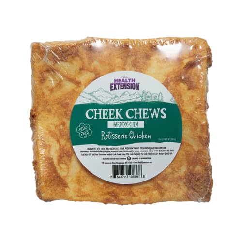 Health Extension Cheek Chews durable chew close-up demonstrates sturdy texture for aggressive chewers.