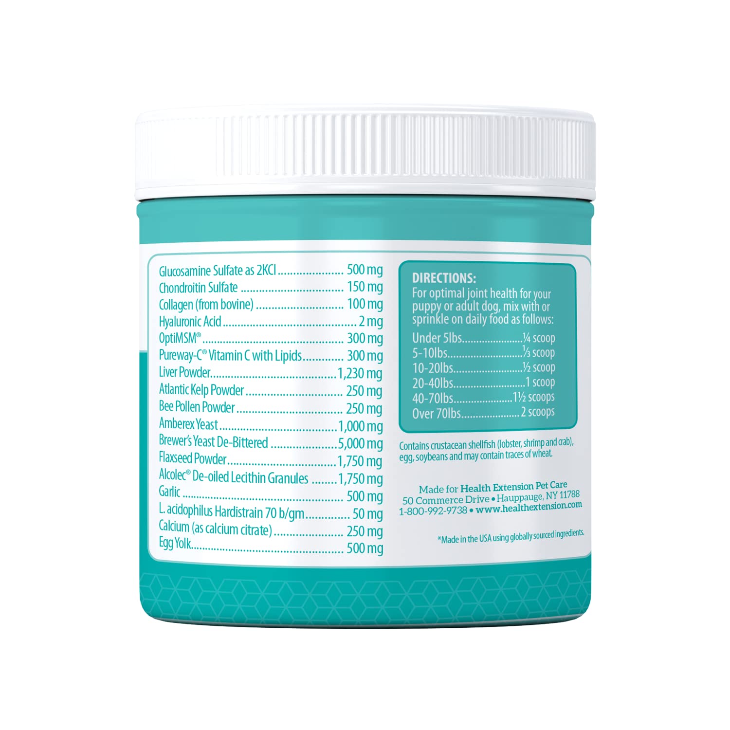 Health Extension dog food mix pour shows easy powder incorporation into meals.