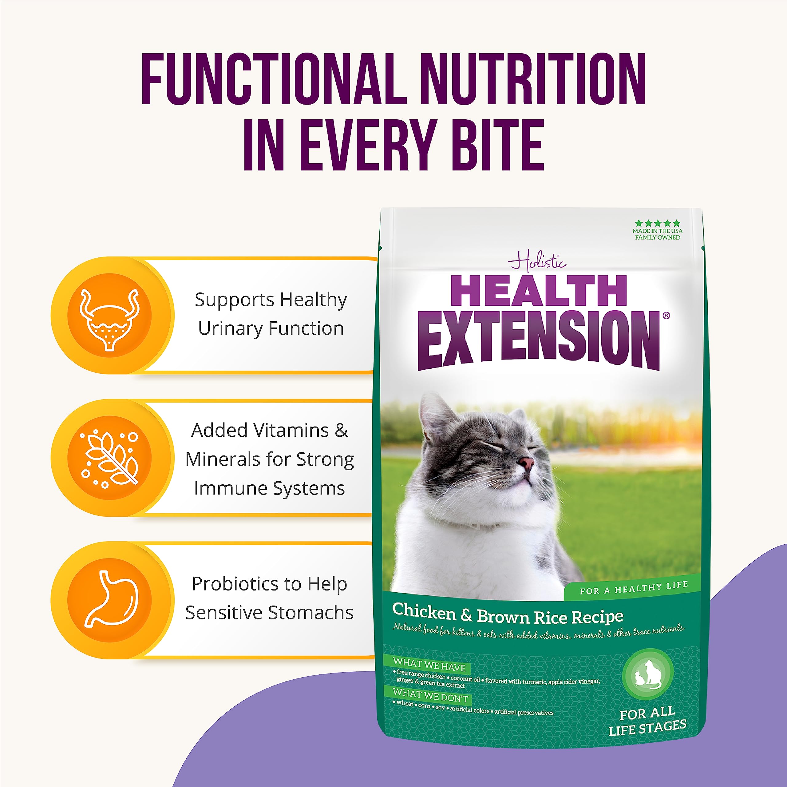 Health Extension kibble close-up highlighting real chicken protein.