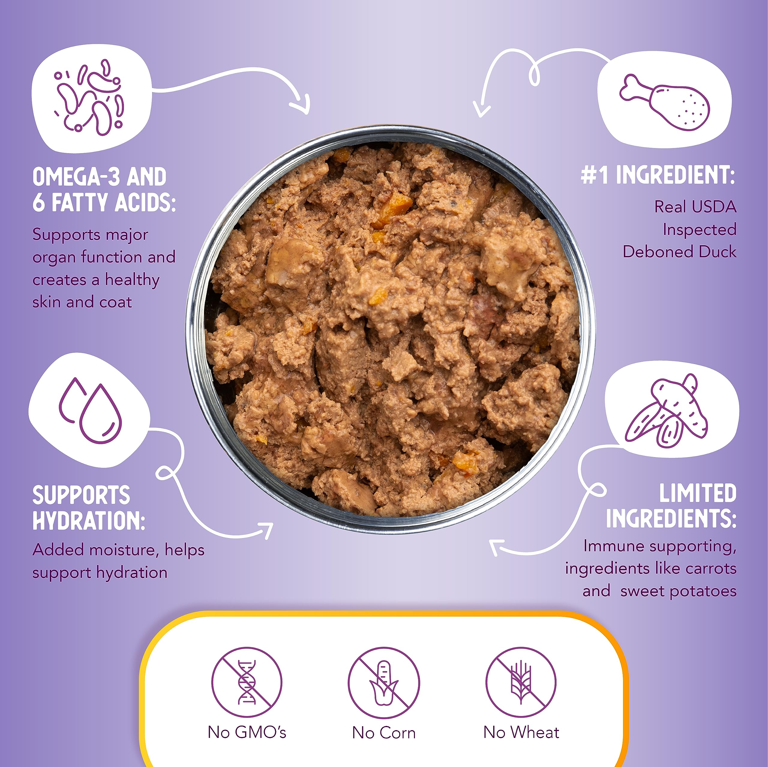 Health Extension Duck Entrée packaging view highlights grain-free formula.