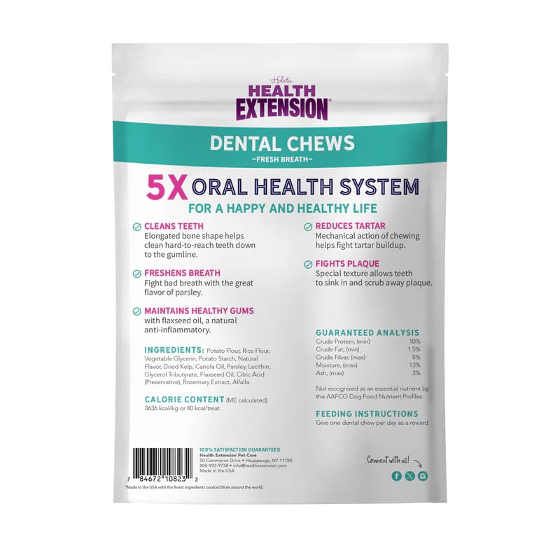 Health Extension Fresh Breath Dental Bones pack2 pack-cover highlights USA-made branding and product credibility.