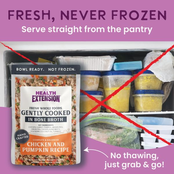 Health Extension Gently Cooked uses real ingredients and vegetables.