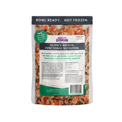 Health Extension Gently Cooked Duck & Kale dog food packaging showcases shelf-stable convenience