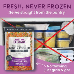 Health Extension Gently Cooked superfoods blend highlights bone broth and turmeric for vitality.