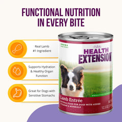 Health Extension Lamb Entree ingredients with vegetables highlighting nutrition