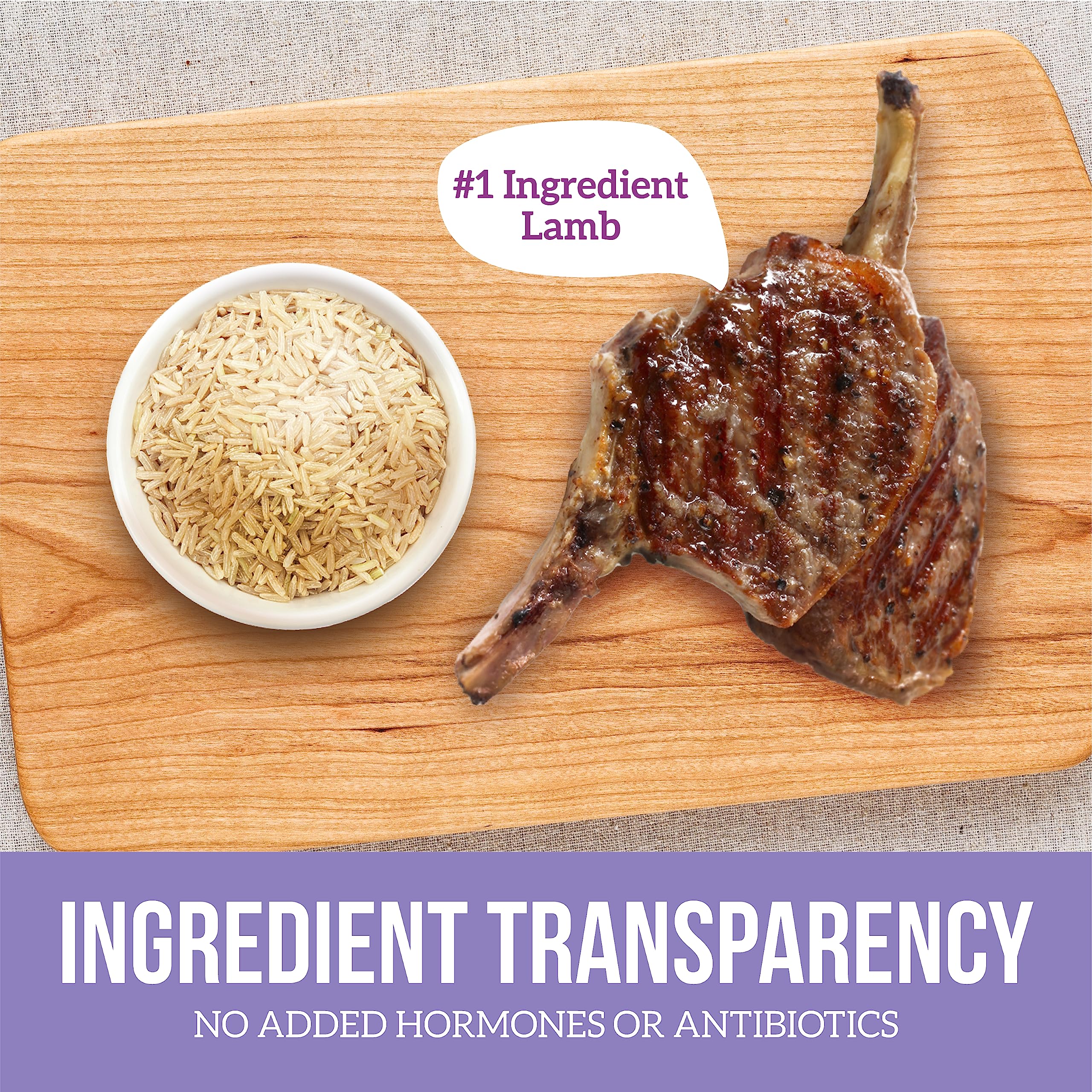 Health Extension Lamb Entree logo visible with serving suggestion and paw-friendly appeal