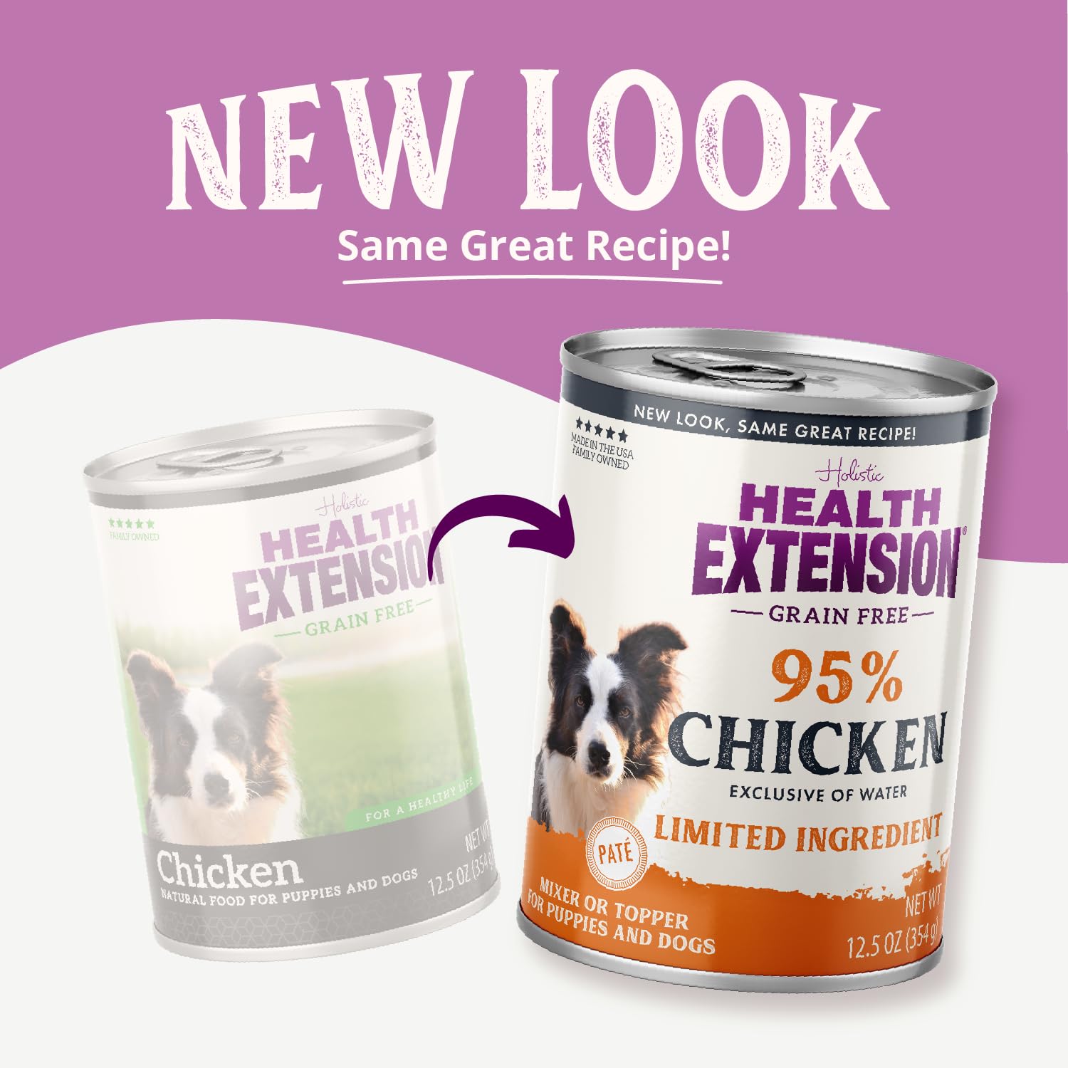 Health Extension limited-ingredients seven-ingredient formula highlights simple nutrition.