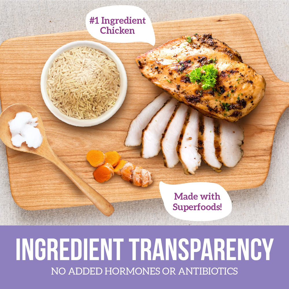 Health Extension Lite product silhouette on kitchen counter highlighting convenient dry food choice.