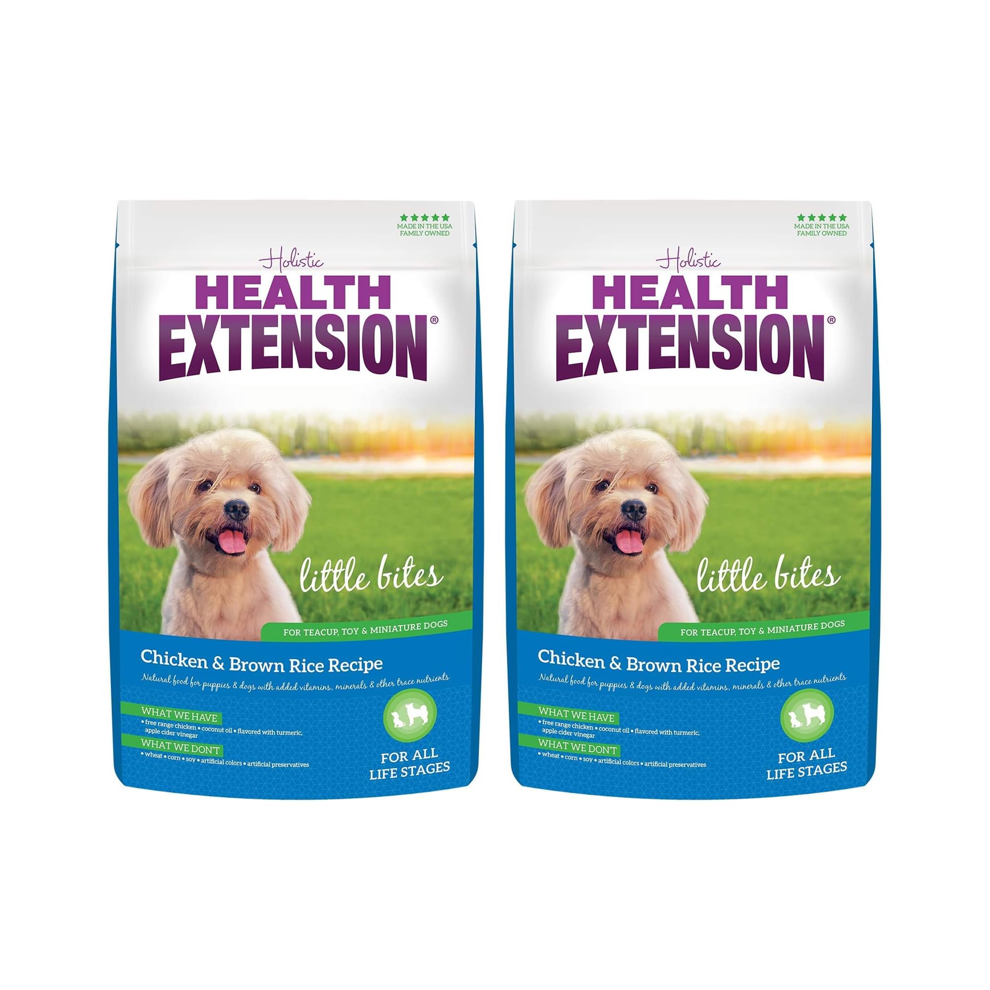 Health Extension Little Bites bag front, small-breed formula designed for easy chewing.