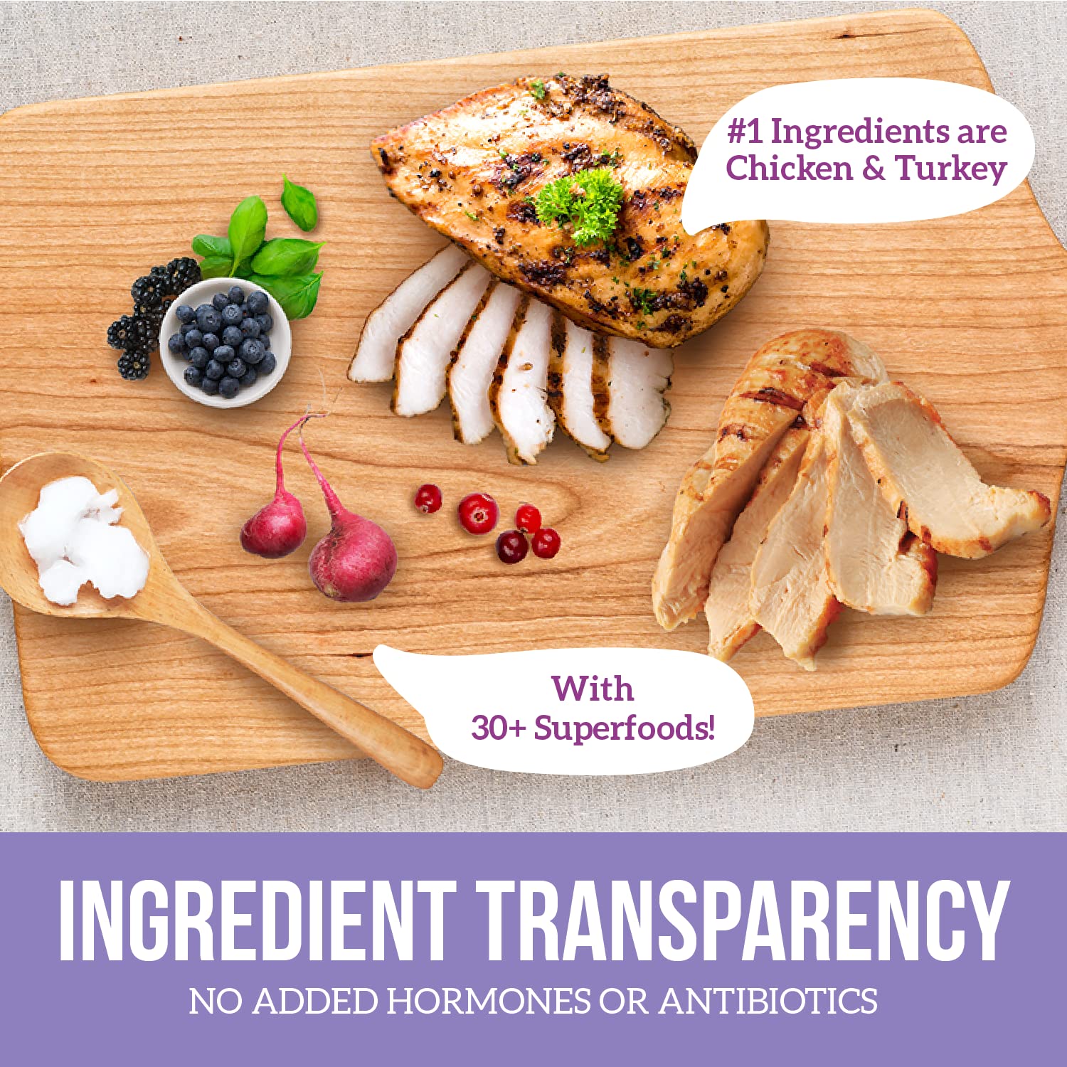 Health Extension Little Bites label ingredients closeup noting grain-free natural probiotics and superfoods