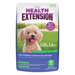 Health Extension Little Bites Lite bag front for small dogs supports weight management.