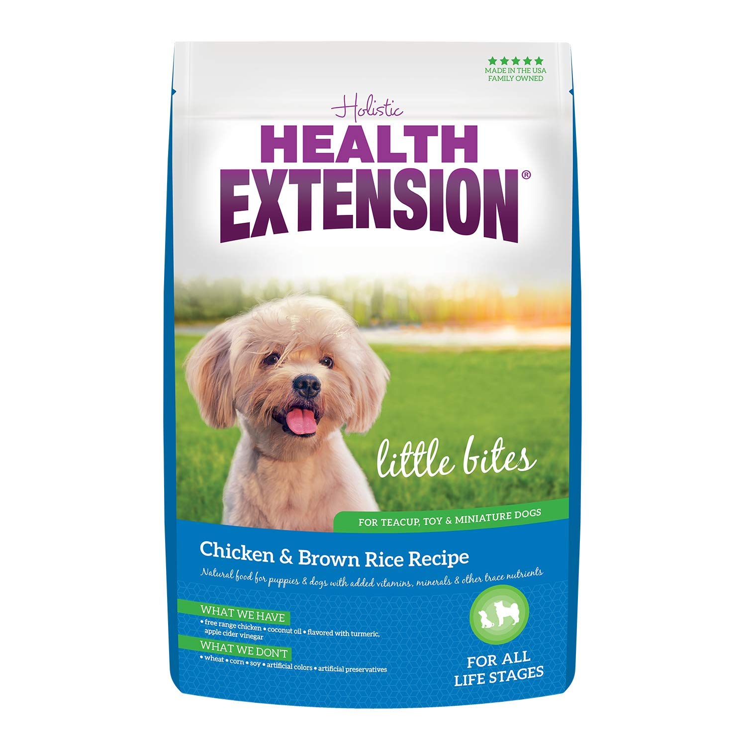 Health Extension Little Bites small-breed kibble close-up for easy eating and digestion.