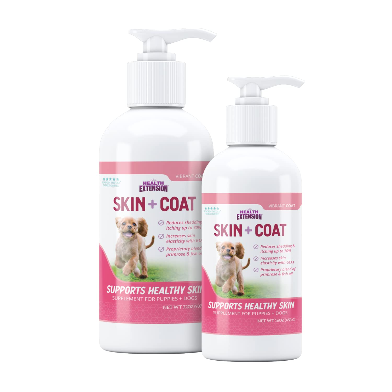 Health Extension Skin & Coat on food demonstrates convenient daily addition for your dog's routine