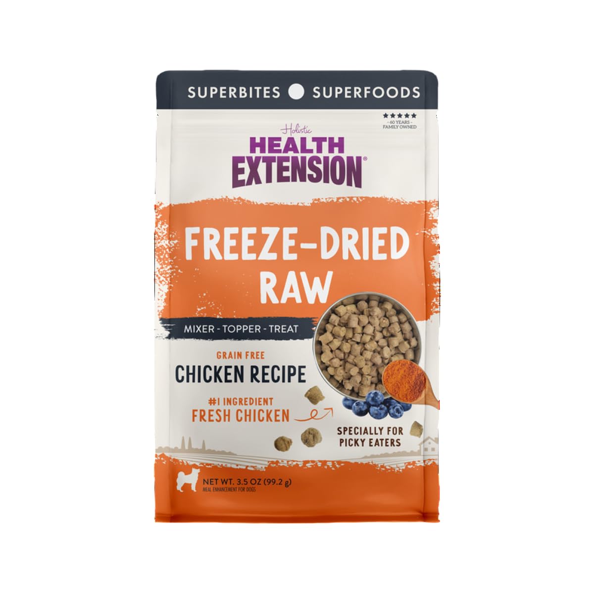 Health Extension SuperBites freeze-dried chicken bites provide a protein boost for meals.