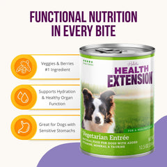 Health Extension Vegetarian Entrée kibble-mix image demonstrates versatile feeding options.