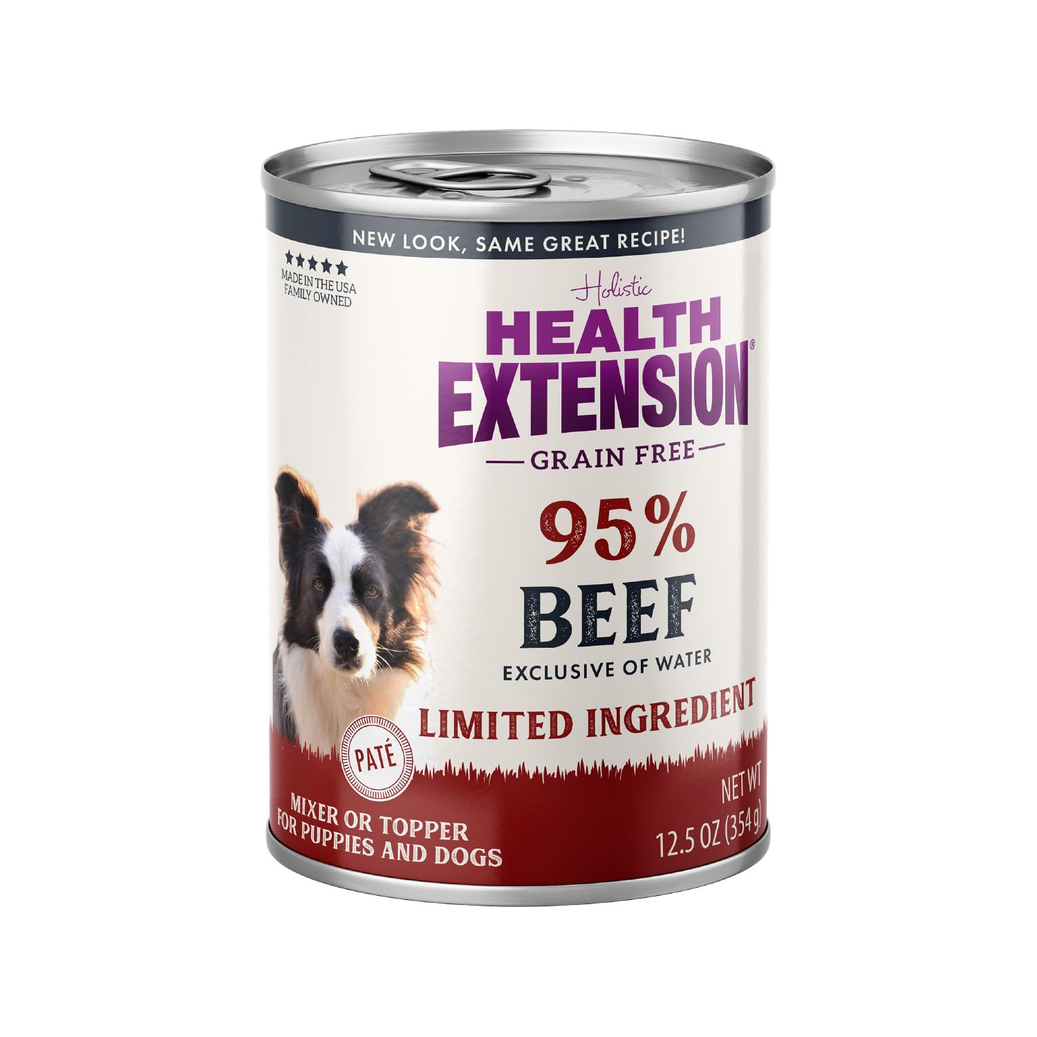 Health Extension wet dog food serving bowl highlights convenient meal mixer and topper options.
