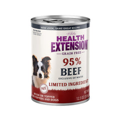 Health Extension wet dog food serving bowl highlights convenient meal mixer and topper options.