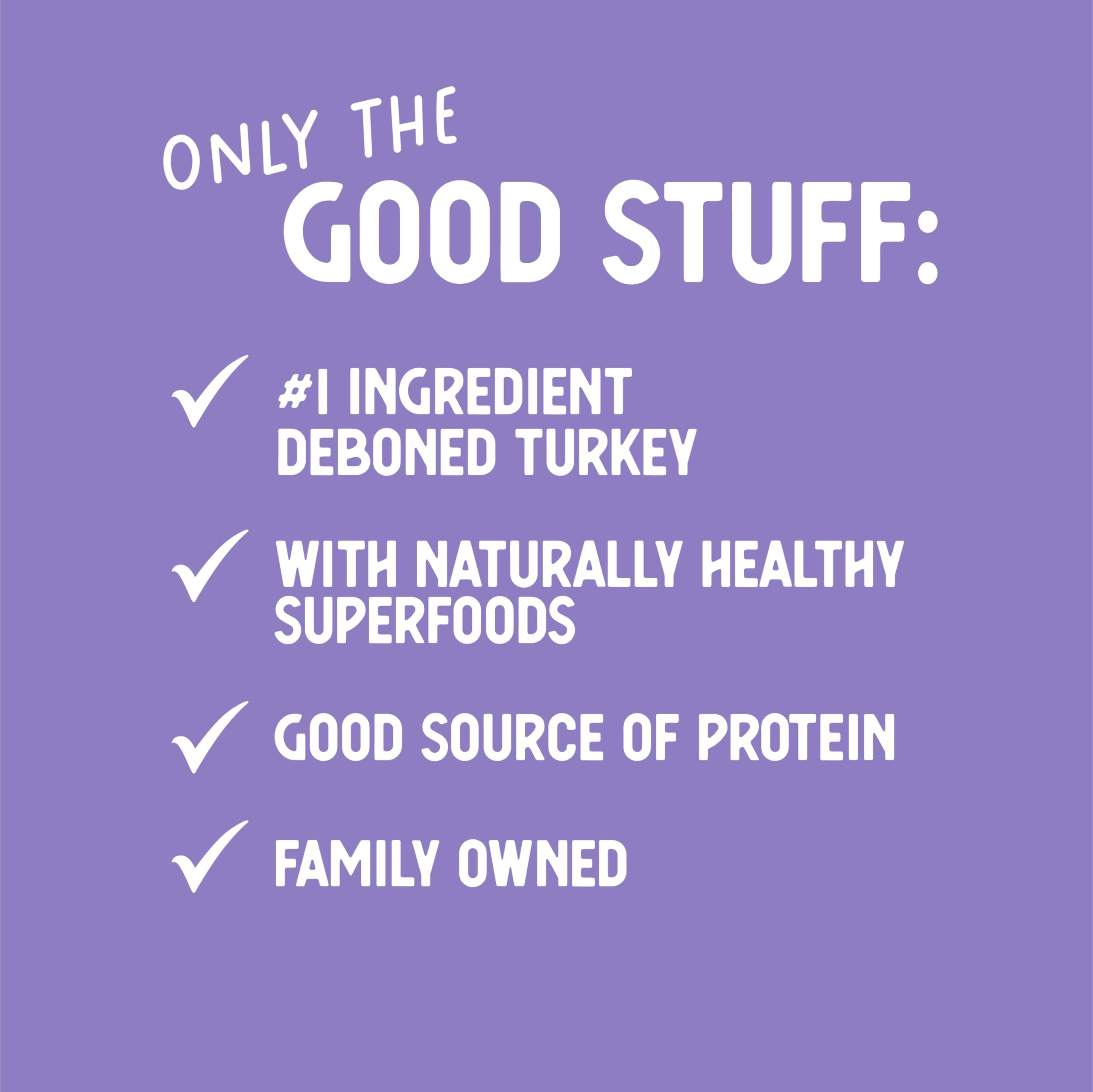 Ingredients and vitamins chart from Health Extension turkey and sweet potato entr9e.