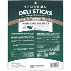 Soft, chewy texture close-up of HEALTHFULS Deli Sticks for dogs.
