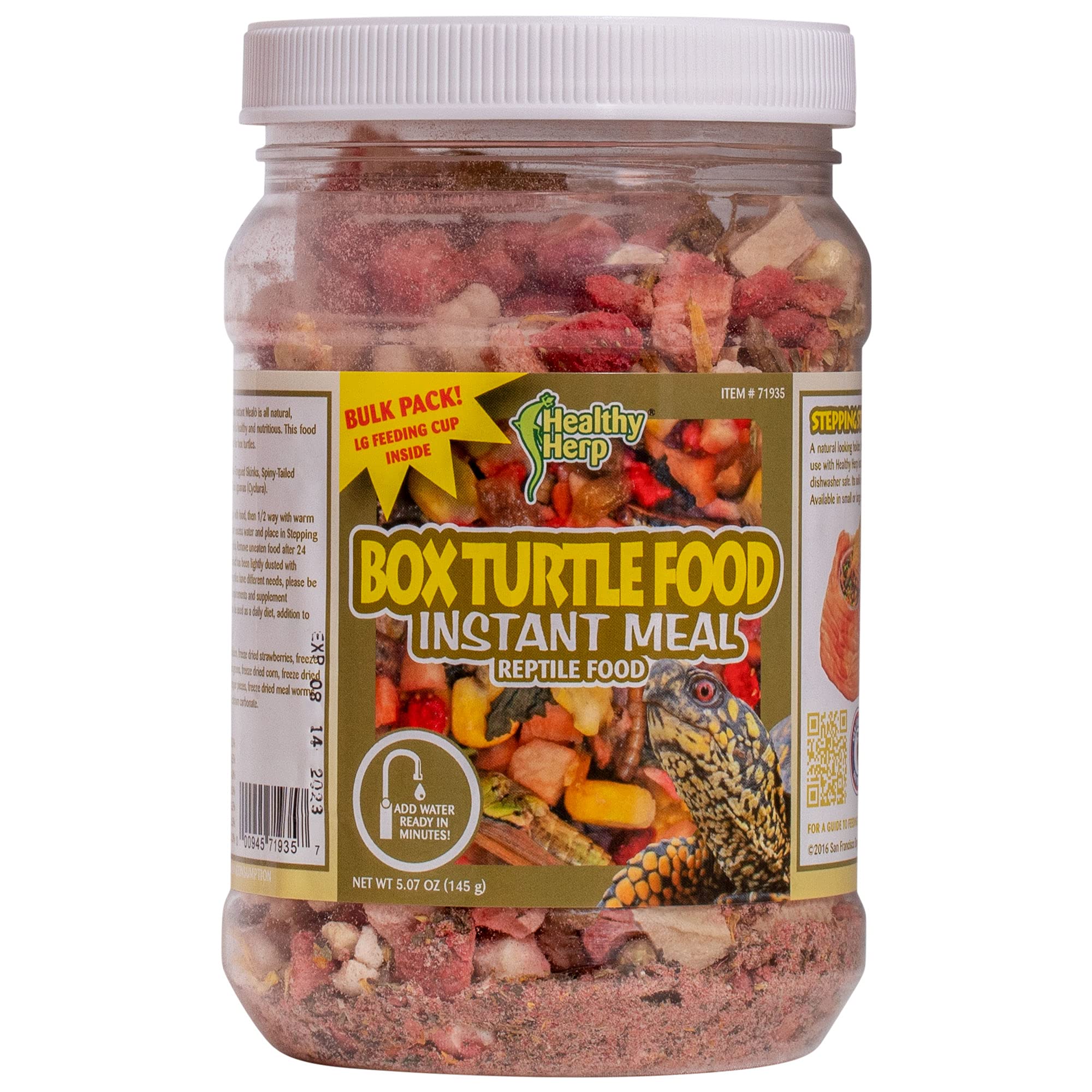 Diverse reptiles image demonstrates Healthy Herp Box Turtle Food suitable for multiple species.