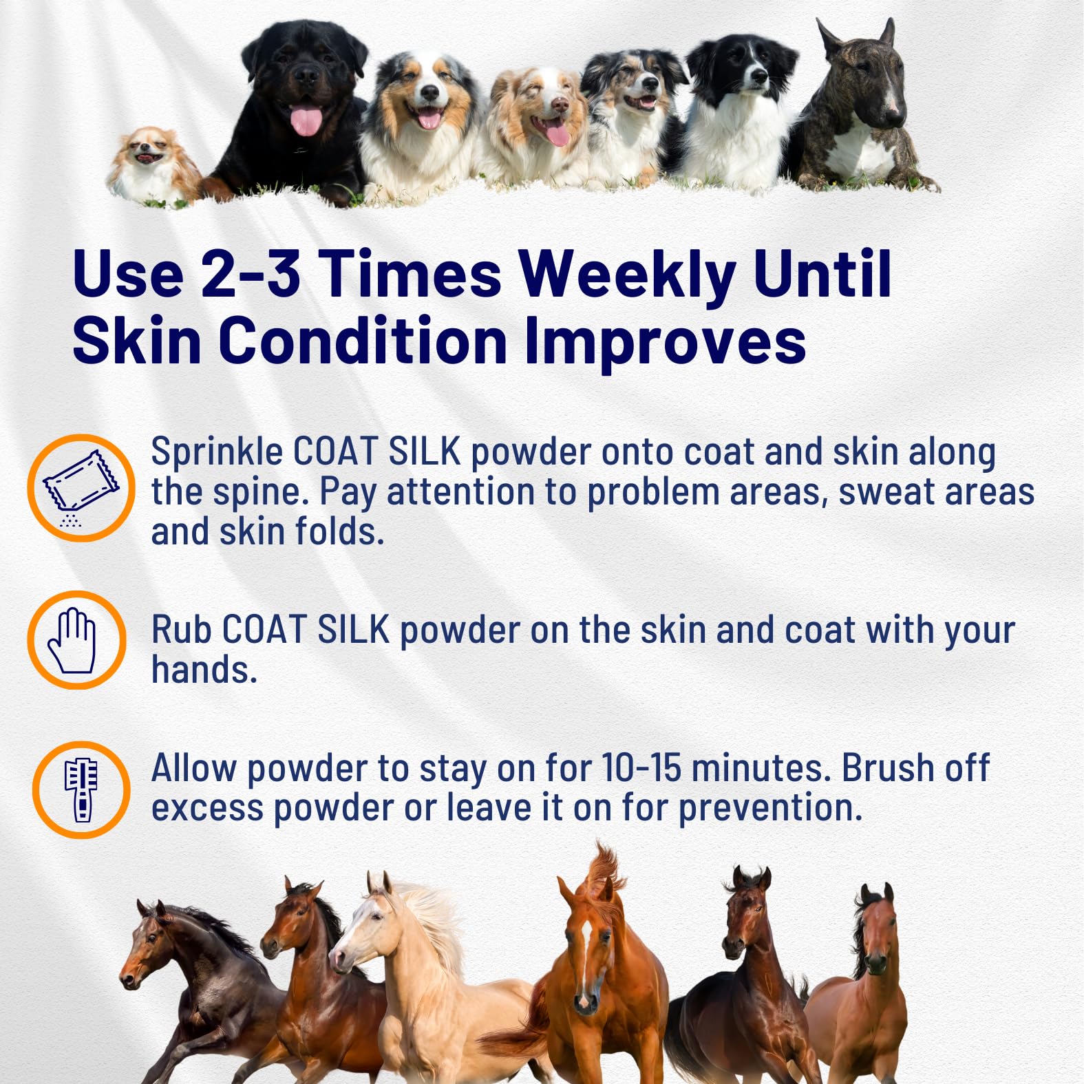 Healthy Paw Life Coat Silk is dusted on damp areas to refresh the coat.