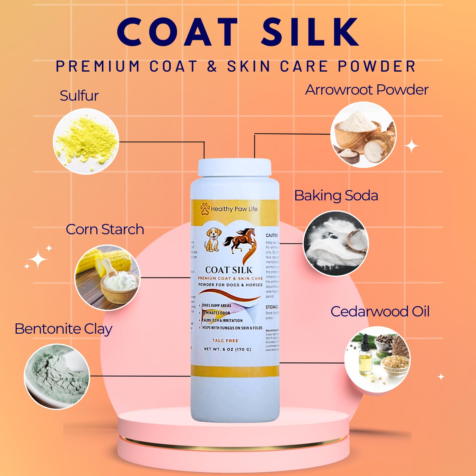 Healthy Paw Life Coat Silk being brushed into an equine coat for even application.