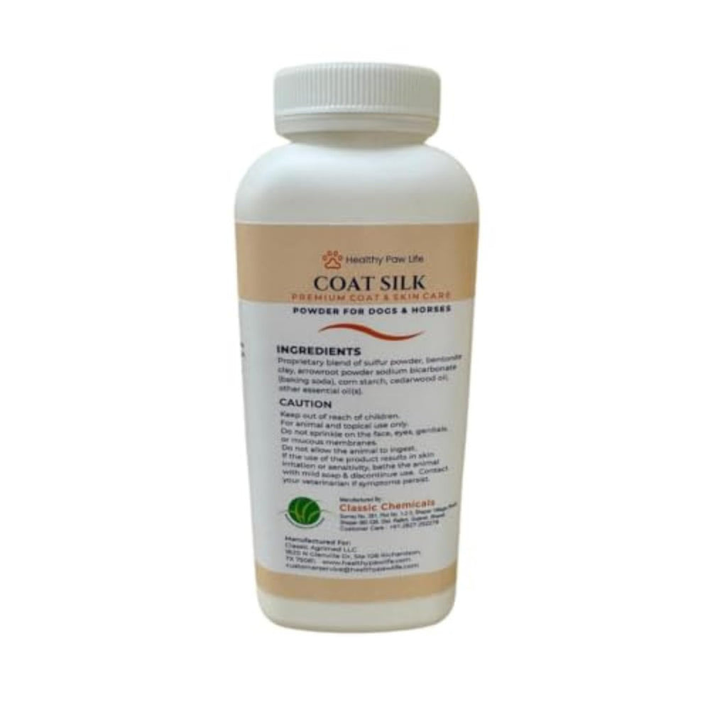 Healthy Paw Life Coat Silk is used on paws and underbellies for sensitive zones.