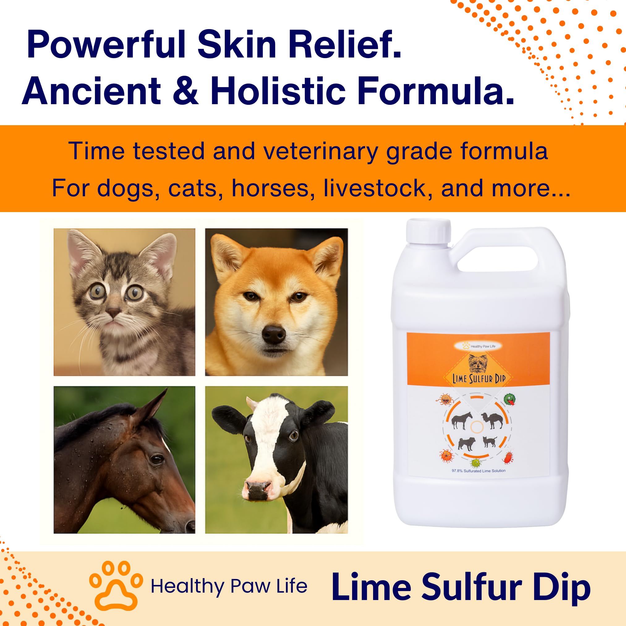 Healthy Paw Life lime sulfur dip diluted in water for versatile pet skin care