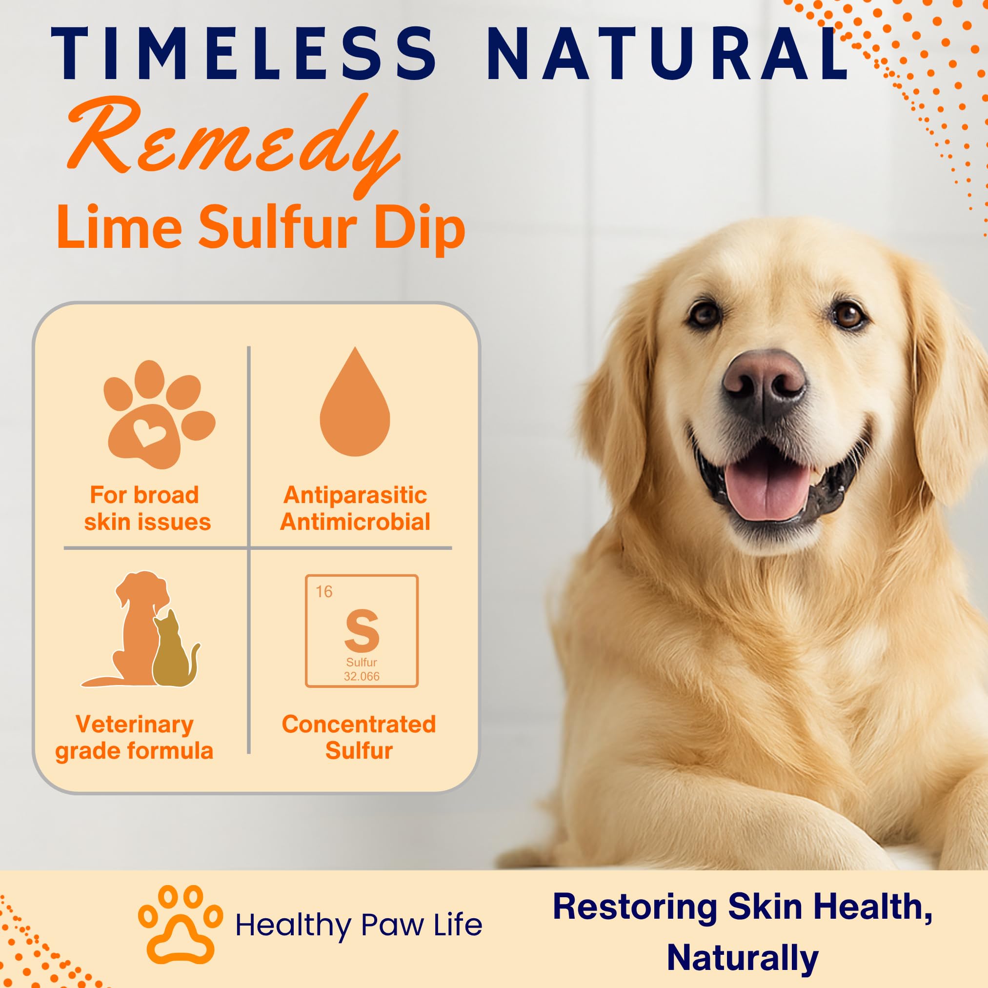 Healthy Paw Life lime sulfur dip used for dog application to address itchy skin