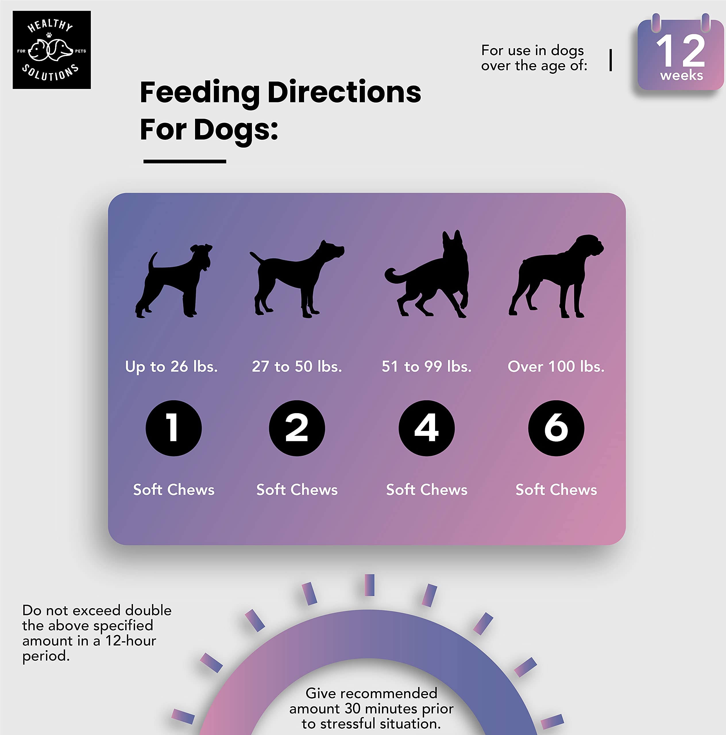 Healthy Solutions For Pets Calming Chews image representing dog stressed by fireworks with calming effect.