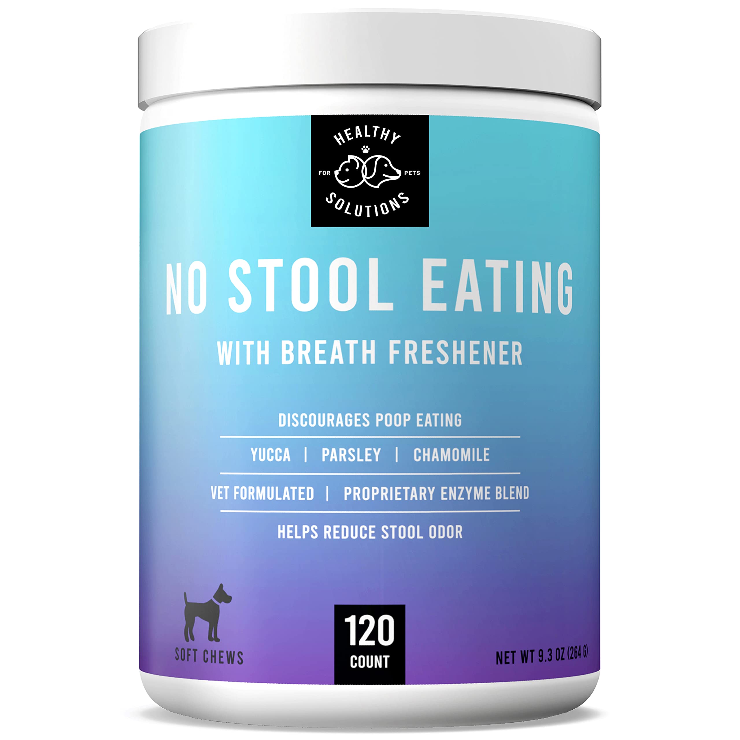 Healthy Solutions For Pets No Stool Eating soft chews bottle—deterrent for stool eating in dogs
