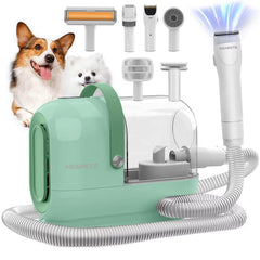 HEAPETS dog grooming vacuum kit assembly demonstrates a simple at-home setup