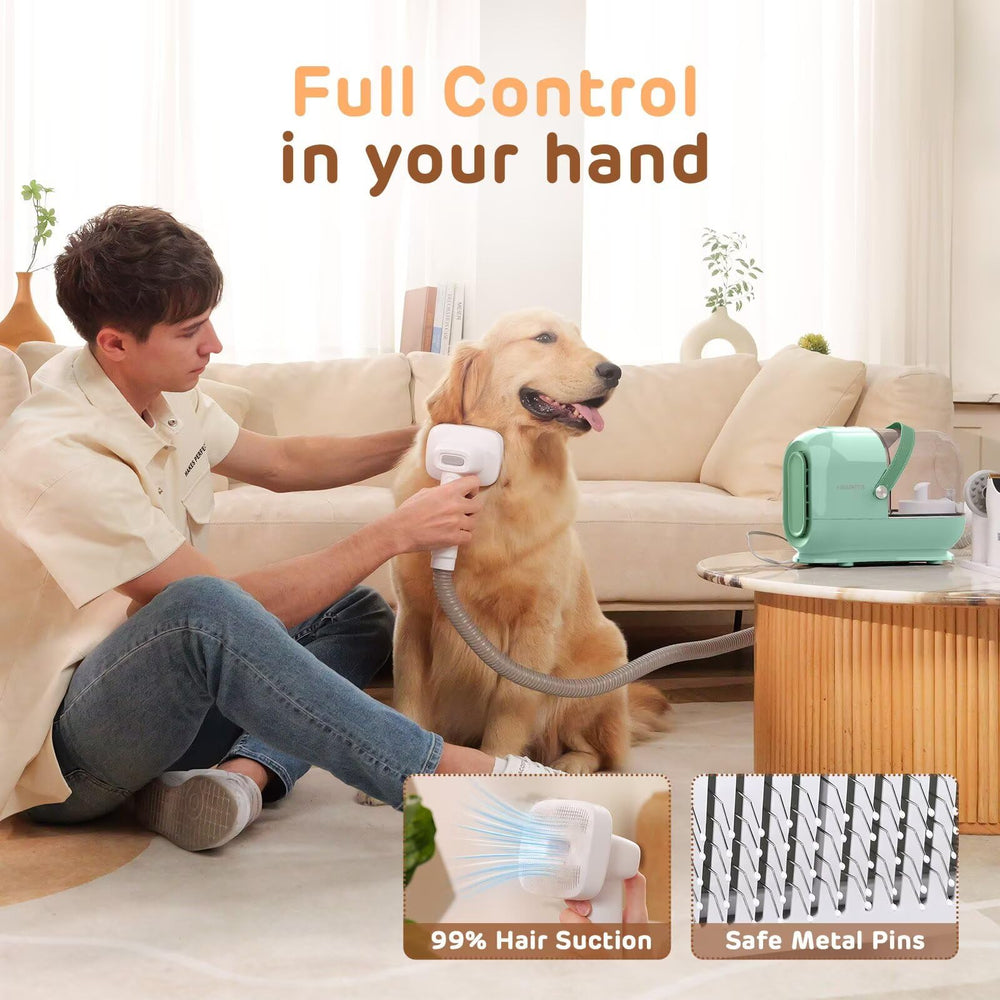 HEAPETS low-noise vacuum with adjustable suction keeps grooming calm