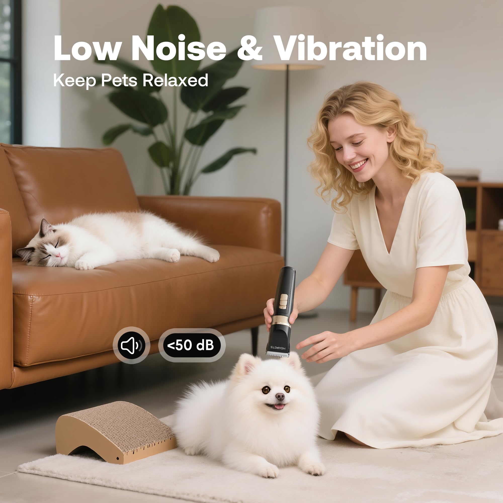 HEAPETS dog hair clippers low-noise operation keeps pets at ease