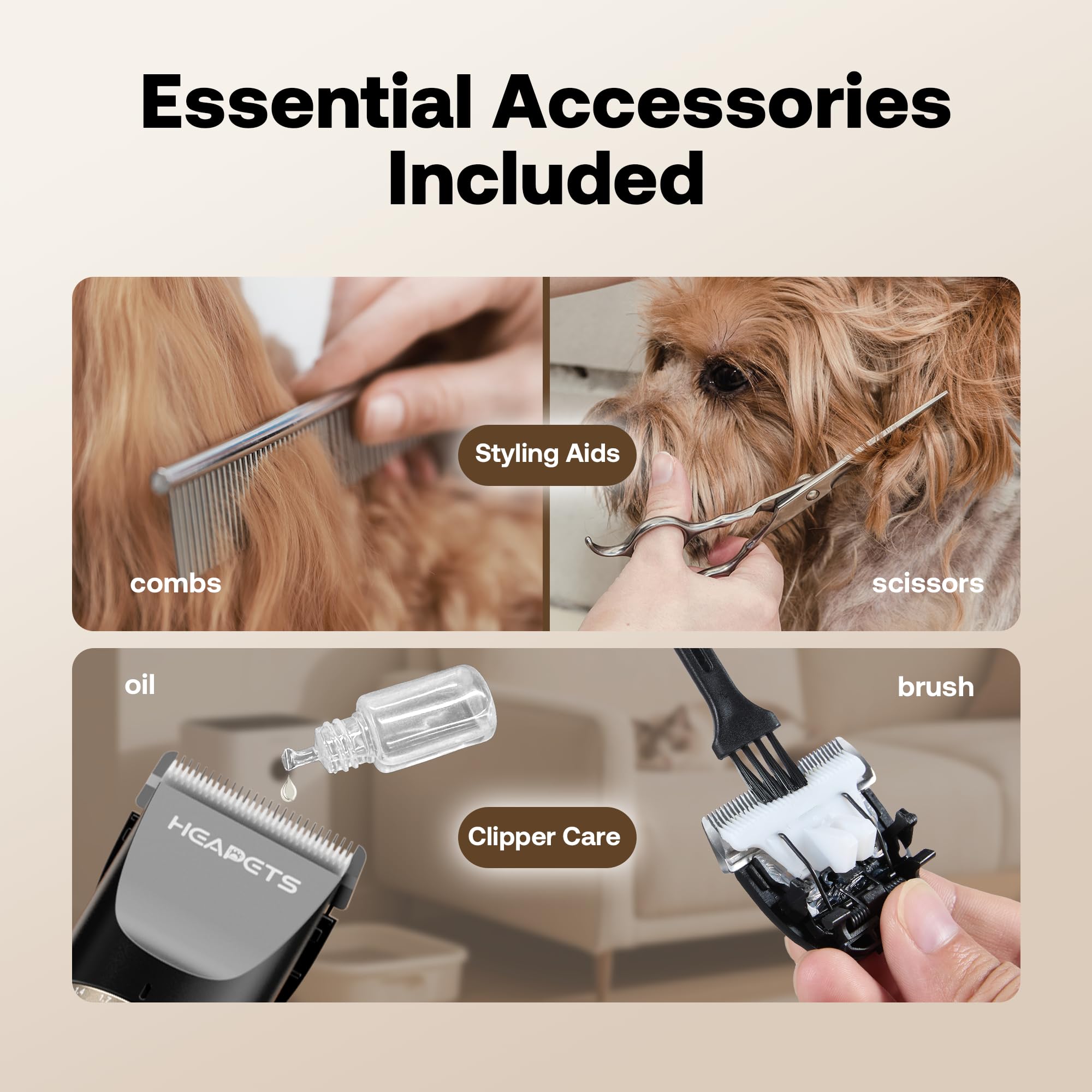 HEAPETS dog hair clippers stainless steel blade for precise trims
