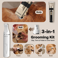 HEAPETS dog nail grinder closeup showing safe, smooth paw nail polishing.