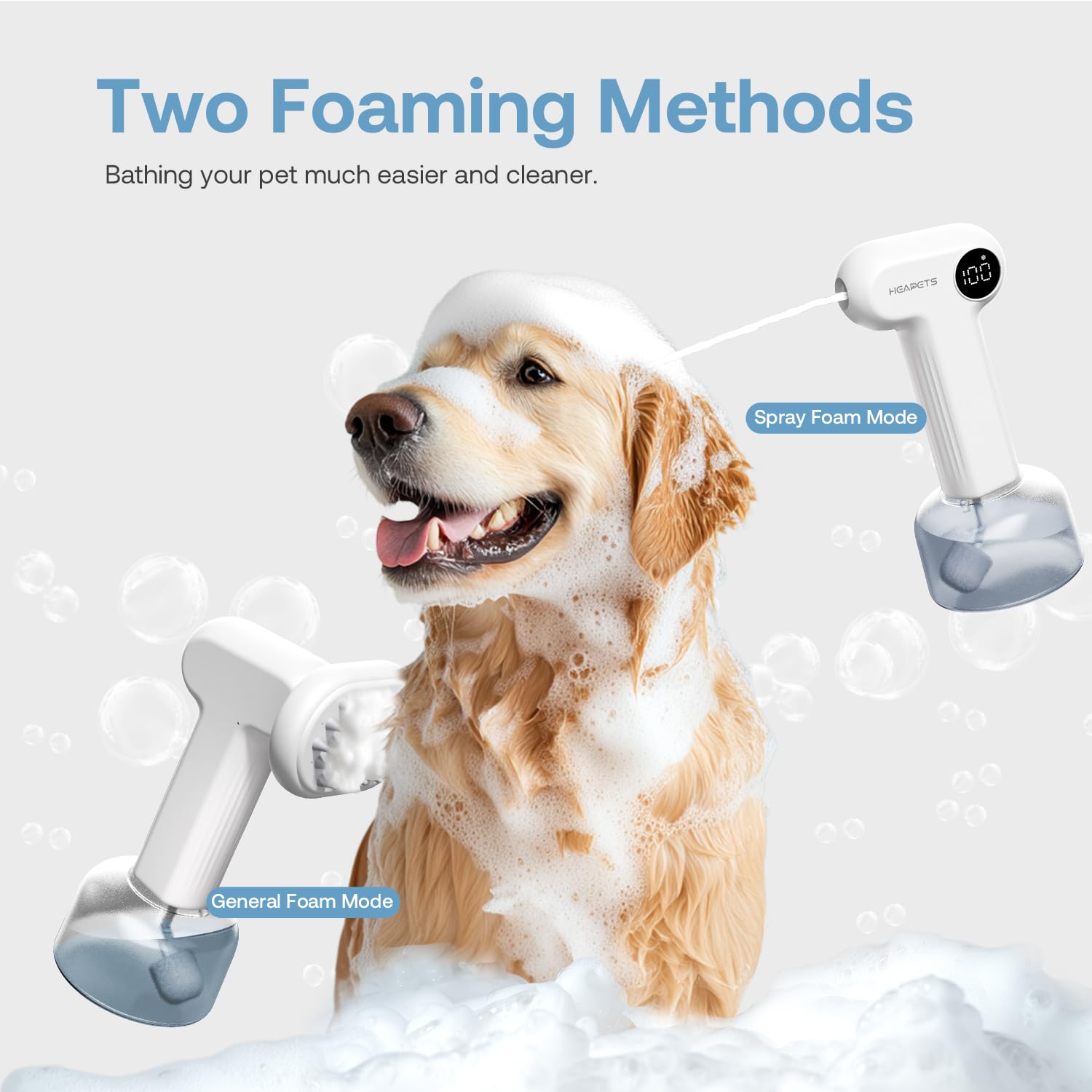 HEAPETS dog shampoo brush with soft silicone bristles for gentle cleaning