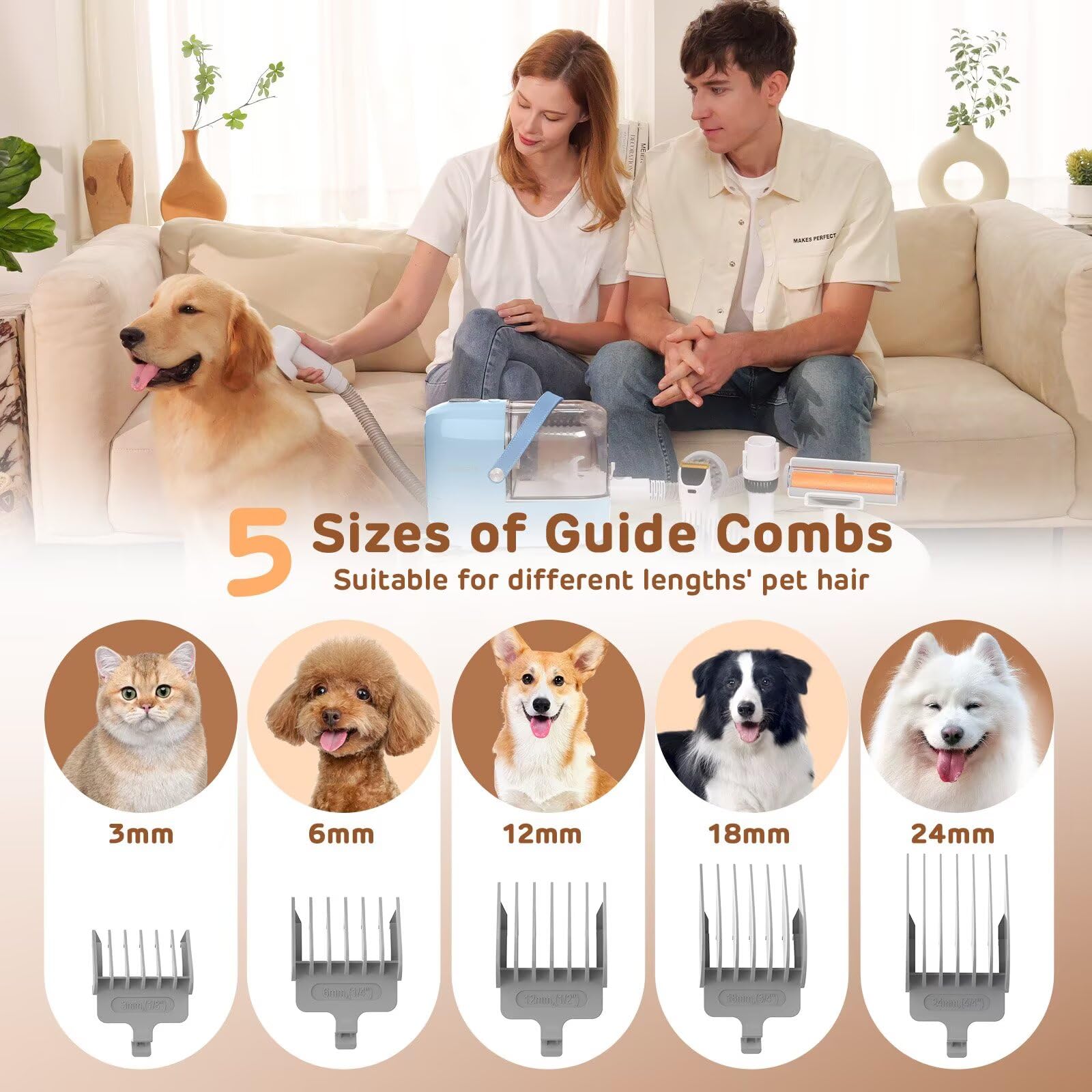 HEAPETS low-noise clipper demonstrates quiet operation during at-home grooming.