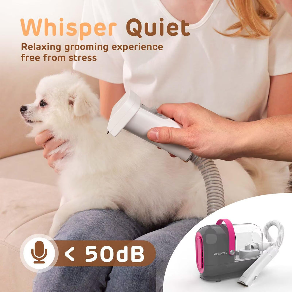 HEAPETS low-noise suction levels help pets feel comfortable during grooming sessions.