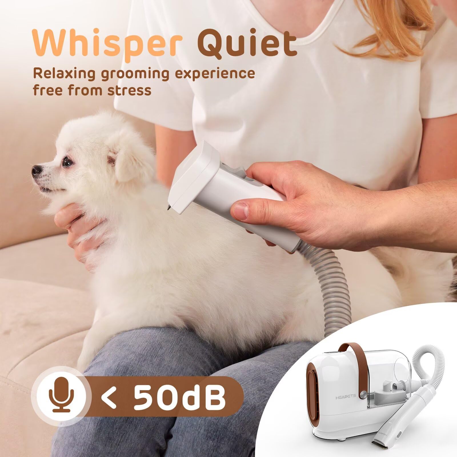 HEAPETS nozzle and cleaning brush clean sofa gaps and carpets.