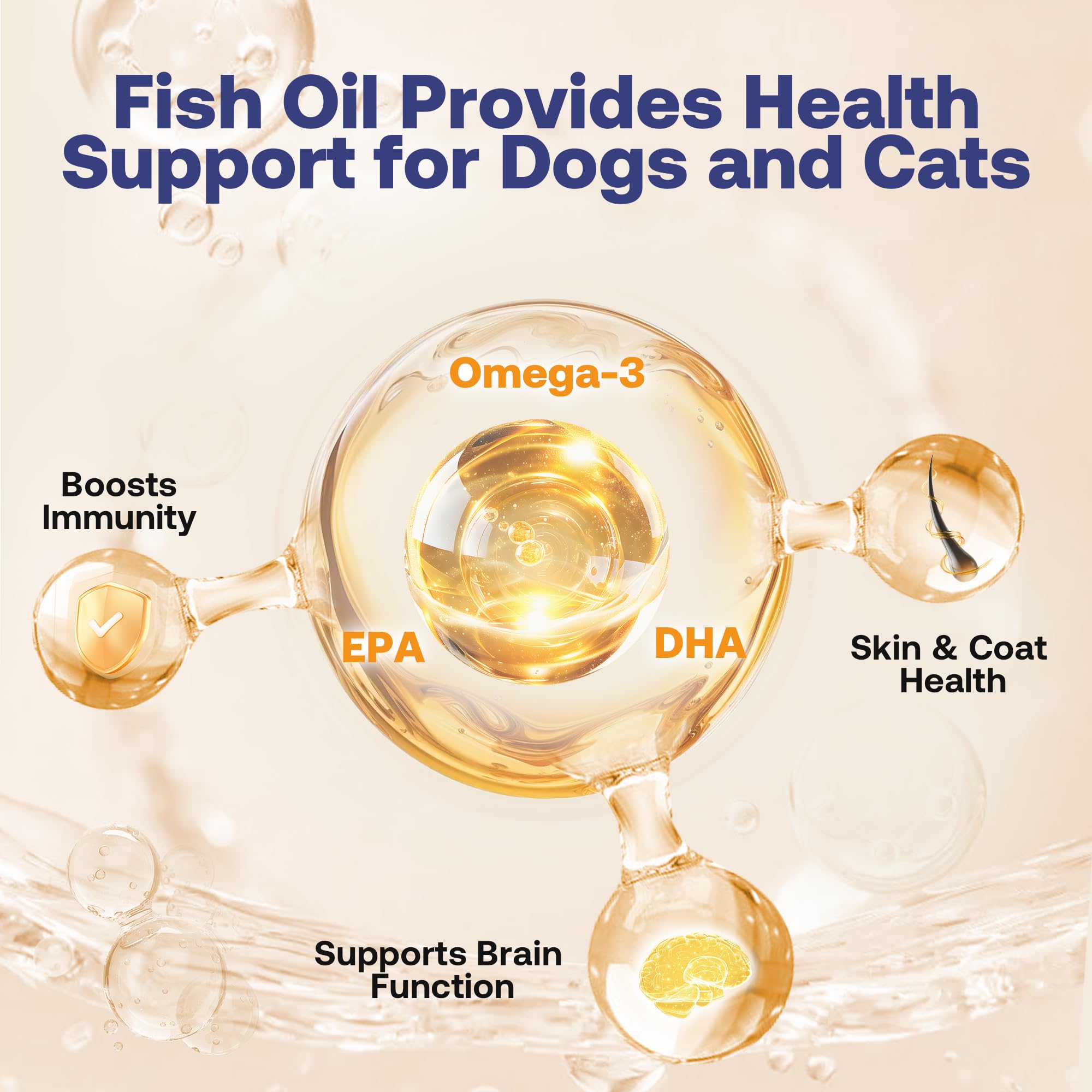 HEAPETS Salmon Oil added to a dog or cat food dish for easy meal integration.